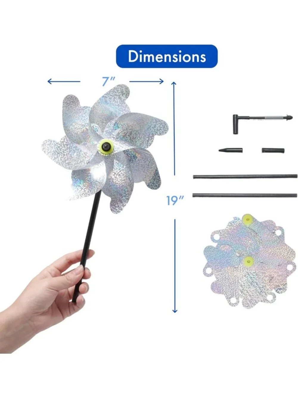8-Pack Reflective Bird Deterrents - Holographic Windmills for Garden & Yard